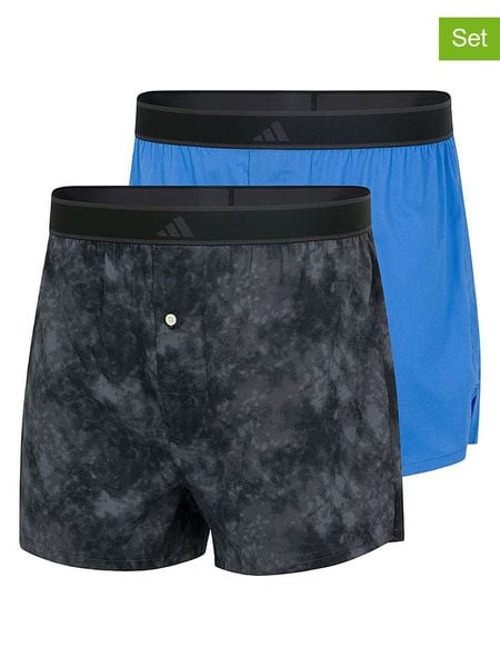 Adidas Bokserki (2 pary) w kolorze niebiesko-antracytowym rozmiar: L. Czarne bokserki męskie Adidas, bez wzorów. Za 98.95 zł.