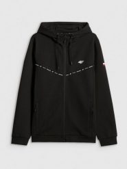 4F Bluza kibica z kapturem męska - czarna M. Czarne bluzy sportowe męskie 4f, bez wzorów, sportowe, bez kołnierzyka, bez ramiączek. Za 249.99 zł.
