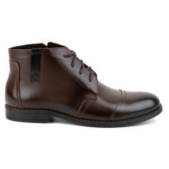 Olivier Buty męskie zimowe eleganckie trzewiki 282LU ciemny brąz brązowe. Brązowe buty wizytowe męskie na zimę, ze skóry, bez zapięcia. Za 453.66 zł.