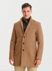 PAKO LORENTE - Beżowy płaszcz męski z odpinanym kołnierzem. Brązowe płaszcze męskie Pako Lorente, na jesień, m, bez wzorów, z poliesteru. Za 499.99 zł.