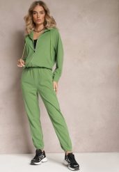 Zielony Komplet Dresowy 2-częściowy z Bluzą i Spodniami Serenitea. Zielone bluzy z kapturem damskie Renee, m, z dresówki. Za 79.99 zł.