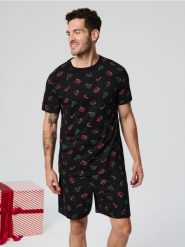 Piżama dwuczęściowa - czarny. Czarne piżamy męskie Sinsay, l, bez wzorów, z bawełny, bez ramiączek. Za 39.99 zł.