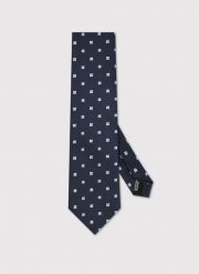 PAKO LORENTE – Granatowy krawat we wzór. Niebieskie krawaty i muchy męskie Pako Lorente, bez wzorów, z poliesteru. Za 99.99 zł.