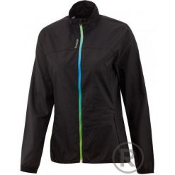 Reebok damska kurtka wiatrówka – lekka, oddychająca. Czarne kurtki damskie Reebok, bez wzorów, bez kaptura. Za 220.99 zł.