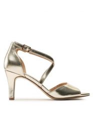 Clara Barson Sandały LS5953-02 Złoty. Żółte sandały damskie Clara Barson, bez wzorów, ze skóry, bez obcasa, na szpilce. Za 129.99 zł.