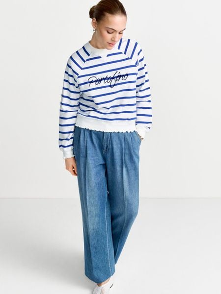 Rich & Royal Bluza Kobiety Bawełna niebieski|biały, XS. Białe bluzy bez kaptura damskie Rich & Royal, xs, z bawełny. Za 329.95 zł.