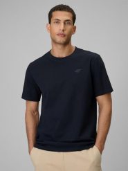 T-shirt bawełniany męski 4F 4FRSS26TTSHM4087. Niebieskie t-shirty męskie 4f, m, bez wzorów, z bawełny, bez kołnierzyka. Za 59.99 zł.