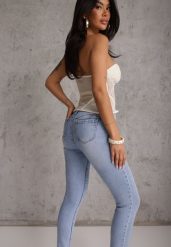 Niebieskie Modelujące Jeansy Skinny z Bawełną Simiel. Niebieskie jeansy damskie Renee. Za 99.99 zł.