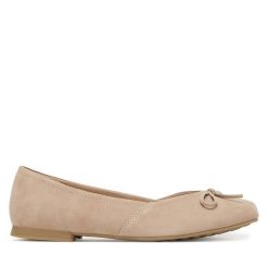 Baleriny Caprice. Brązowe baleriny damskie Caprice, bez wzorów, bez obcasa. Za 339.99 zł.