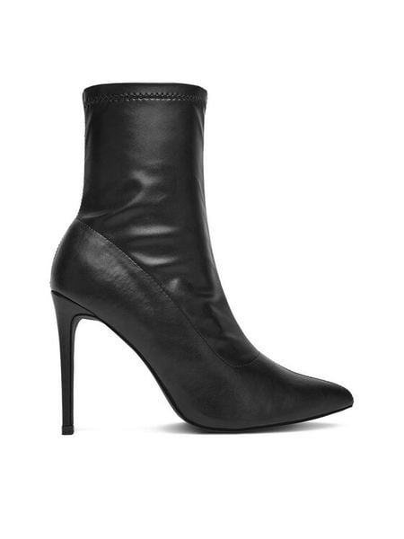 DeeZee Botki MM220168 Czarny. Czarne botki damskie DeeZee, z materiału, bez obcasa, na szpilce, bez zapięcia. Za 219.99 zł.