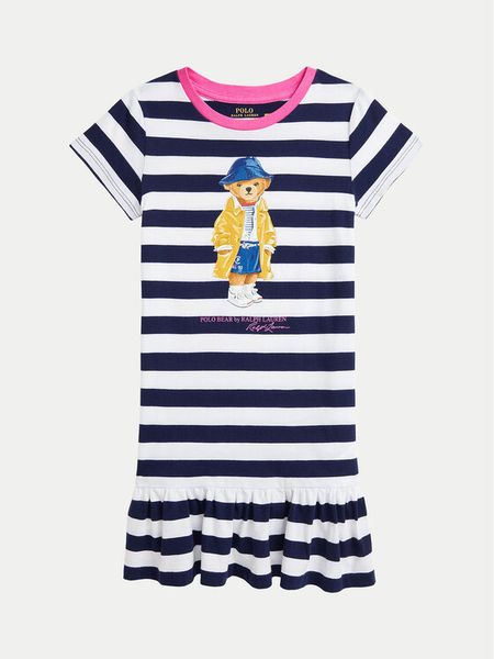 Polo Ralph Lauren Sukienka codzienna 312957382001 Granatowy Regular Fit. Niebieskie sukienki dziewczęce Polo Ralph Lauren, bez wzorów, z bawełny, bez ramiączek. Za 259.99 zł.
