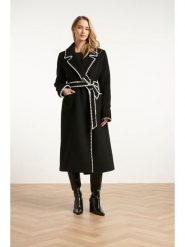 Smashed Lemon Płaszcz przejściowy w kolorze czarnym rozmiar: XL. Czarne płaszcze damskie Smashed Lemon, xl, z aplikacjami. Za 257.14 zł.