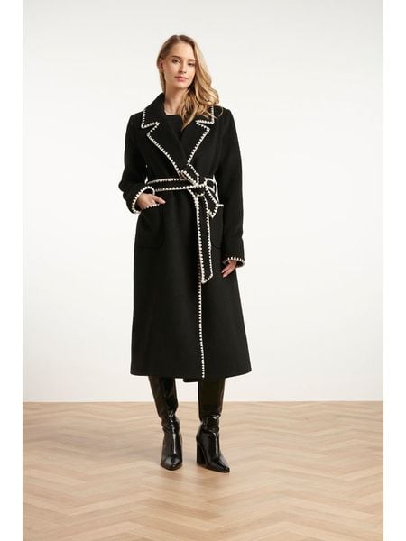 Smashed Lemon Płaszcz przejściowy w kolorze czarnym rozmiar: XL. Czarne płaszcze damskie Smashed Lemon, xl, z aplikacjami. Za 208.36 zł.