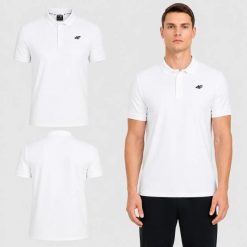 KOSZULKA MĘSKA POLO 4F T-SHIRT SPORTOWY M0770 SS26. Czarne koszulki polo męskie 4f, m, z bawełny, bez ramiączek, na fitness i siłownię. Za 89.99 zł.