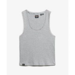 Top koronkowy dla kobiet Superdry Vintage. Szare topy sportowe damskie Superdry., bez wzorów, z koronki, bez ramiączek. Za 103.35 zł.