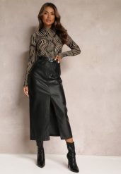 Czarna Ołówkowa Spódnica Maxi z Ekoskóry i Paskiem Evell. Czarne spódniczki damskie Renee, l, z aplikacjami, eleganckie, z podwyższonym stanem, maxi, ołówkowe. Za 159.99 zł.