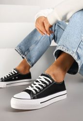 Czarne Trampki Klasyczne przed Kostkę na Grubej Podeszwie Senathiela. Czarne trampki i tenisówki damskie Born2be, bez wzorów, z jeansu, przed kostkę. Za 44.99 zł.