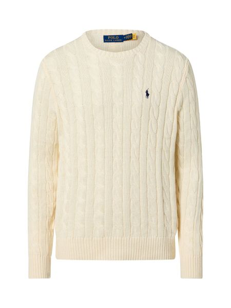 Polo Ralph Lauren sweter z dzianiny Mężczyźni Bawełna biały, L. Białe swetry męskie Polo Ralph Lauren, l, bez wzorów, z bawełny, bez kołnierzyka. Za 699.95 zł.