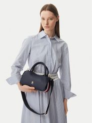 Tommy Hilfiger Torebka Th Logotape Mini Satchel AW0AW18743 Granatowy. Niebieskie torebki klasyczne damskie Tommy Hilfiger, bez wzorów, ze skóry, bez dodatków. Za 489.99 zł.