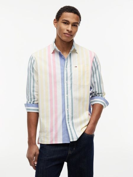 Tommy Jeans Koszula Mężczyźni Regular Fit Bawełna (100%) niebieski|wielokolorowy, XL. Niebieskie koszule męskie Tommy Jeans, m, bez wzorów, z bawełny, bez kołnierzyka, bez ramiączek. Za 279.95 zł.