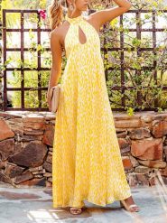 Milan Kiss Sukienka w kolorze żółto-białym rozmiar: XL. Żółte sukienki damskie Milan Kiss, na imprezę, xl, bez wzorów, bez kołnierzyka, bez ramiączek, maxi. Za 169.67 zł.