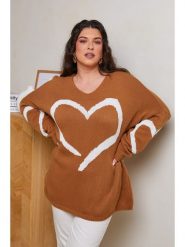 Curvy Lady Sweter w kolorze jasnobrązowym rozmiar: 48/50. Brązowe swetry klasyczne damskie Curvy Lady, ze splotem, bez kołnierzyka. Za 97.28 zł.