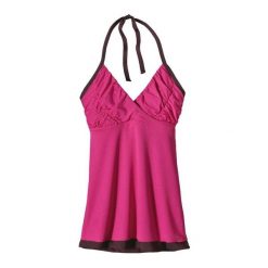 Koszulka bez rękawów damska Patagonia Layered Mesh Halter Top RDMG. Czerwone topy damskie Patagonia, bez wzorów, z meshu, bez kołnierzyka. Za 164.14 zł.