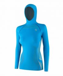 Bluza damska z kapturem Brubeck FITNESS. Niebieskie bluzy sportowe damskie Brubeck, uniwersalny, bez wzorów, z materiału, bez ramiączek, długie, z kapturem. Za 79.99 zł.