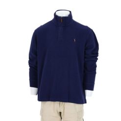 Second life - Sweter męski z suwakiem Polo Ralph Lauren - Jak nowy. Niebieskie swetry męskie Ralph Lauren, l, bez wzorów, bez kołnierzyka. Za 255.56 zł.