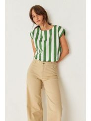 SKFK Spodnie "Ainhize" w kolorze beżowym rozmiar: 44. Brązowe spodnie materiałowe damskie SKFK, bez wzorów, z bawełny, klasyczne, z podwyższonym stanem. Za 295.99 zł.