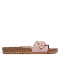 Klapki Tommy Hilfiger. Czerwone klapki damskie Tommy Hilfiger, bez wzorów, bez obcasa. Za 279.99 zł.