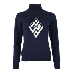 Damski sweter z golfem Peak Mountain Aglae. Niebieskie golfy damskie Peak Mountain, bez wzorów, bez ramiączek. W wyprzedaży za 293.50 zł.