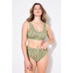 Damski Top od bikini miękkie miseczki wzór w panterkę. Zielone bikini damskie Ulla Popken, bez wzorów, plus size. Za 143.99 zł.