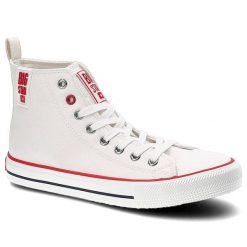 Białe Trampki Big Star Damskie Modne Półbuty. Białe półbuty damskie Big Star, bez wzorów, ze skóry ekologicznej. Za 99.99 zł.