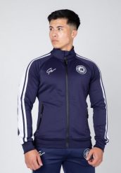Bluza fitness męska Gorilla Wear Stratford Jacket. Niebieskie bluzy sportowe męskie GORILLA WEAR, bez wzorów, z dresówki, bez kołnierzyka, bez ramiączek. Za 344.35 zł.