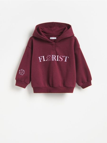 Bluza z nadrukiem - bordowy. Czerwone bluzy i bluzki niemowlęce Reserved, bez wzorów, z bawełny, bez ramiączek, bez kaptura. Za 49.99 zł.