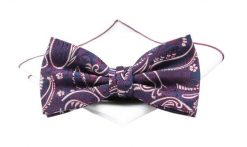 Mucha Granatowo-Czerwona z Białą Poszetką, Orientalny Wzór, Elegancka, Męska -CHATTIER. Czerwone krawaty i muchy męskie Chattier, bez wzorów, z poliesteru, eleganckie. Za 59.00 zł.
