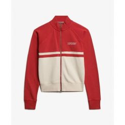 Damska bluza dresowa zapinana na zamek Superdry Athletic Essentials. Czerwone bluzy sportowe damskie Superdry., xl, bez wzorów, z dresówki, bez ramiączek, krótkie, bez kaptura. Za 314.45 zł.