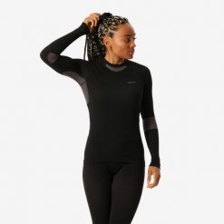 Koszulka termoaktywna narciarska damska Wedze BL500 soft seamless. Czarne bielizna termoaktywna damska WED'ZE, m, bez wzorów, z materiału. Za 129.99 zł.