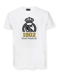 Real Madryt 1902 - biała koszulka z herbem - M. Białe t-shirty damskie Real Madrid, m, z bawełny, bez ramiączek, do piłki nożnej. Za 118.83 zł.