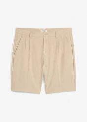 Bermudy chino z zakładkami poniżej talii, regular fit. Brązowe szorty męskie bonprix, bez wzorów, eleganckie. Za 44.99 zł.