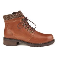 Marco Tozzi botki koniakowe ze skóry naturalnej, ocieplane futerkiem, obcas 3 cm. Brązowe buty zimowe męskie Trespass, na jesień, z materiału, bez zapięcia. Za 256.99 zł.