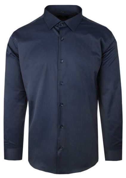 Elegancka Męska Koszula - VICTORIO - Granatowa - Regular. Niebieskie koszule męskie Victorio, m, bez wzorów, z bawełny, bez kołnierzyka, bez ramiączek. Za 129.00 zł.