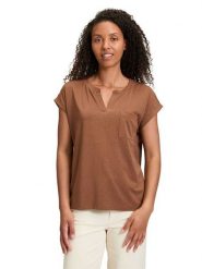 BETTY & CO Koszulka w kolorze jasnobrązowym rozmiar: XXL. Brązowe bluzki damskie Betty & Co., xxl, bez wzorów, bez kołnierzyka. Za 78.84 zł.