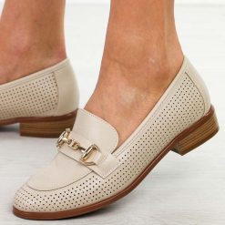 Beżowe ażurowe mokasyny damskie Potocki 12587. Brązowe mokasyny damskie POTOCKI, z jeansu. Za 179.00 zł.