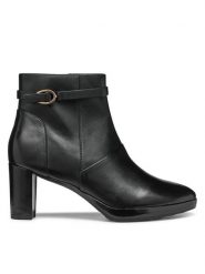 Geox Botki D Walk Pleasure 60 D46TEA 00043 C9999 Czarny. Czarne botki damskie Geox, ze skóry, bez obcasa, na słupku, bez zapięcia. Za 679.99 zł.