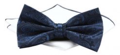 Mucha Męska z Poszetką Chattier - Ciemnoniebieska, Duże Paisley. Niebieskie krawaty i muchy męskie Chattier, bez wzorów, z poliesteru, eleganckie. Za 59.00 zł.