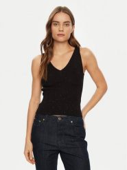 Guess Top W5RR18 Z34O0 Czarny Regular Fit. Czarne topy damskie Guess, m, z aplikacjami, z wiskozy, bez kołnierzyka. Za 162.00 zł.