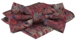 Mucha Męska z Poszetką w Zestawie - Alties - Odcienie Czerwieni, Paisley. Czerwone krawaty i muchy męskie Alties, bez wzorów, eleganckie. Za 65.00 zł.