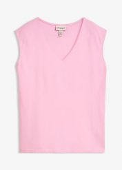 T-shirt z dekoltem w serek z czystej bawełny organicznej. Czarne t-shirty damskie bonprix, uniwersalny, bez wzorów, z bawełny, bez kołnierzyka. Za 44.99 zł.